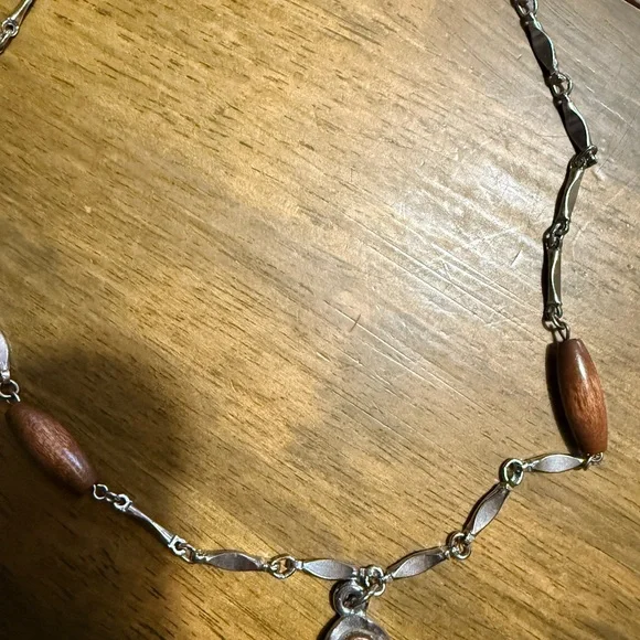 Silver and Brown Ankh Pendant Necklace - Picture 2 of 6